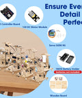 Eight In One STEM Kit For Kids Aged 8 To 16 With ESP32 Smart Home Projects Hands On Coding And Engineering Fun School Crafts DIY Model Building Toys Educational Tech Toys For Birthday And Gift Giving; wooden board kits