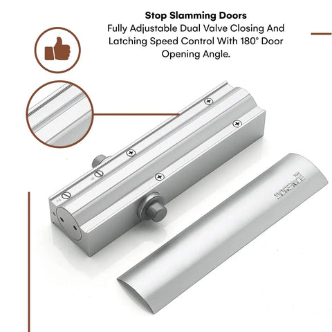 Heavy Duty Automatic Door Closer No Slam Ready For Home Or Office Use With Hold Open Feature Commercial Grade Hydraulic Operated