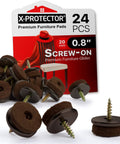 Screw On Felt Furniture Pads 24 Pack For Chair Legs 0.8 Inch Brown Floor Protectors For Hardwood Floors Premium Glides That Keep Your Floors Scratch Free And Moving Smoothly