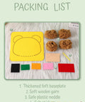 Kid Friendly Sewing Kit For Beginners with thick felt base, woolen yarn, and safe plastic needle, Kitty Frog Lion Elephant themes
