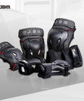 Adult And Youth Knee Pads Elbow Pads With Wrist Guards Protective Gear Set for biking and multi sports, black PP and PE shells.
