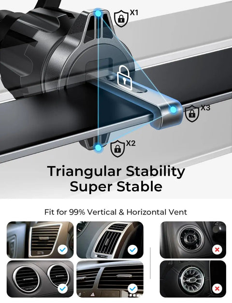 MagSafe Car Mount 2 In 1 Vent Clip Or Dashboard Mount For iPhone 16 15 14 13 12 Pro Plus Mini Ultra 2025 with secure grip