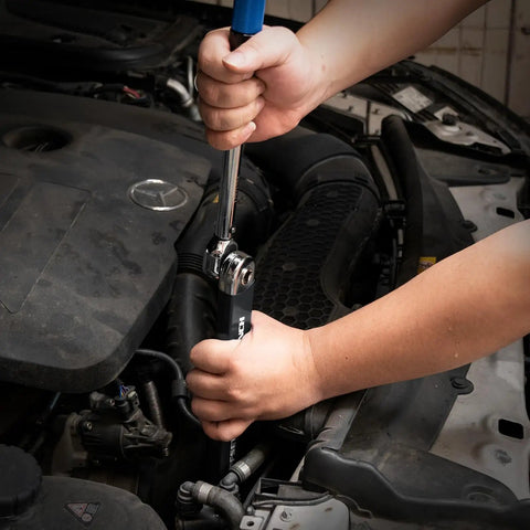 Offset Extension Wrench Kit With Half Inch, Quarter Inch And Three Eighth Inch Square Drive Adapters used in car engine