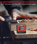 Slick Pocket Sized Digital Angle Finder With Strong Magnet IP54 Waterproof Dustproof Dead On Precision Layout Gauge For Carpentry And DIY No Sweat Compact Measuring Tool you will love on wood during task.