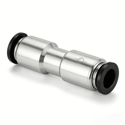 Pneumatic Push-To-Connect Check Valve 5/16 In OD X 5/16 In OD One-Way Valve Pack Of 2, Nickel Plated Brass Body With NBR Seals