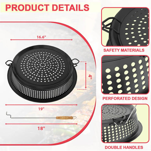 Beefy Spark Shield Fire Pit Screen 19.5 Inch For Bonfire And Outdoor Pits With Black Steel Construction Non Toxic Baked Paint