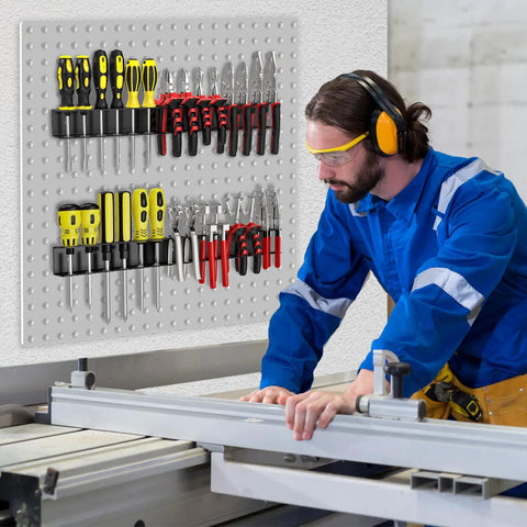 Heavy Duty Screwdriver And Pliers Organizer Wall Mount Rack For Garage Workshop Pros Metal Tool Holder Storage Rack Space Saving Vertical Organizer For Tool Chest And Cart Rust Resistant Steel