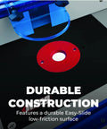 Close-up of Precision Mdf Router Table Top With Flush Leveling Inserts And Low Friction Glide Surface for woodworking tasks.