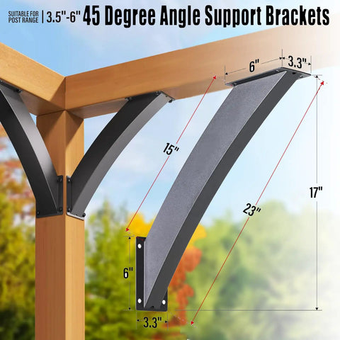 Heavy Duty 4 Pack 45 Degree Angle Pergola Brackets Connectors For Wooden Structures 2x4 Lumber Support For Gazebos Tree Houses Cabins And Patios Weather Resistant Outdoor Powder Coated Black Finish