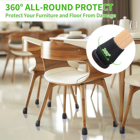 16 Pack Extra Small Chair Leg Protectors With Thick 5mm Felt Pads For Hardwood Floors Round Black Furniture Sliders And Leg Caps For Metal Bar Stools Fits 0.55 To 0.75 Inch Legs Easy Glide Durable Floor Saver