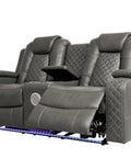 Leather Power Recliner Sofa Set With LED Ambient Lighting Three Piece Home Theater Seating Sofa Loveseat and Chair