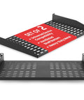 2 Piece 1U Vented Server Rack Shelf with Cantilever and Wall Mount for universal cabinet installations, durable black tray