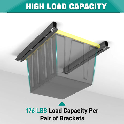 Heavy Duty Ceiling Storage Rack for Garage Overhead Storage System Adjustable Bin Organizer 5 Sets for 4 Bins 26 Inch Span