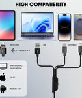 USB Microscope for iPhone Android Tablet and Windows Mac PC Plug and Play Driver Free with OTG Support 4 in 1 Digital Microscope for Phones Laptops and Desktops High Magnification for Detail Searching, four adapters