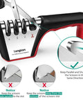4 Stage Knife Sharpener For All Blades And Scissors With Cut Resistant Glove Fast Edge Restoration black and red handle
