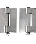 Beefy Heavy Duty Weld On Gate Hinge Set, Double Flat Steel Door Hinges For Iron Doors, 83x66mm Silver, 2 Pack shown flat on surface