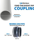 Heavy Duty Flexible Pvc Pipe Coupling For Cast Iron Or Plastic To Steel Plumbing Connections showing size specifications and measurements.