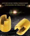 Self Tapping Threaded Inserts Set M8 By M5 For Auto Repairs DIY Easy Install Slotted Screw Bushings 302 Stainless High Tensile Strength Vibration Resistant Thread Repair Kit, M8 x M5 inserts
