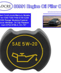 Image of Drop In Engine Oil Filler Cap Replacement For Ford Lincoln Mercury SUVs And Trucks Fits F250 F350 F450 E150 E250 E350 Ranger Mustang Explorer Taurus Windstar Grand Marquis EP5Z 6766 A EC 787, showing black cap with SAE 5W-20 marking.