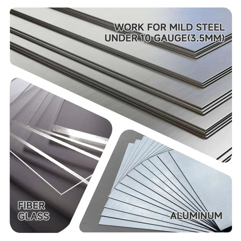 Stacked sheets of mild steel, fiberglass, and aluminum for Pro Grade Manual Knockout Punch Kit With Heavy Duty Die Set For Electrical Conduit And Metal Sheet Includes One Half Inch To One And One Quarter Inch Dies For Clean Burr Free Holes.
