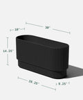Long Planter For Porch Patio And Backyard In Durable Plastic Stone Composite Fluted All Weather Outdoor Pot For Shrubs And Flowers Modern Decor With Scratch And UV Resistant Finish, 30in L x 10in W x 14.25in H, black