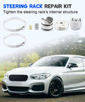 BMW Steering Rack Repair Kit for 1 Series F20 F21, components displayed with car