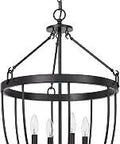 28.5 Inch Grafton Matte Black Metal Chandelier With Pendulum Cage Frame Heavy Gauge Build Modern Industrial Style