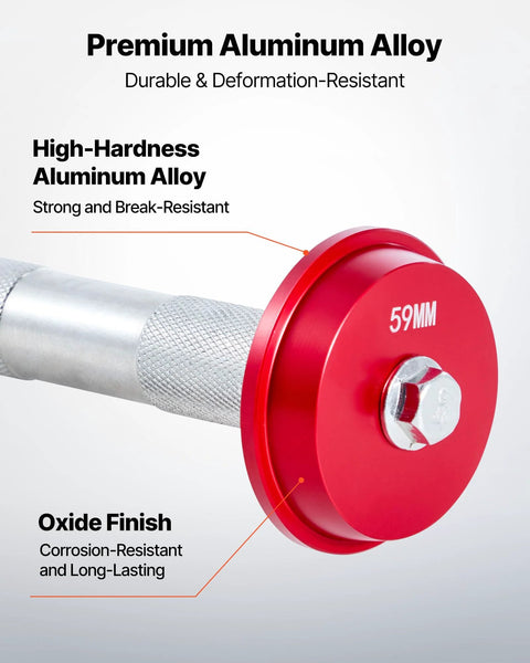 Close-up of Bearing Press Kit 43 Pcs Bearing Race And Seal Driver Set showing 59mm aluminum alloy driver with oxide finish.