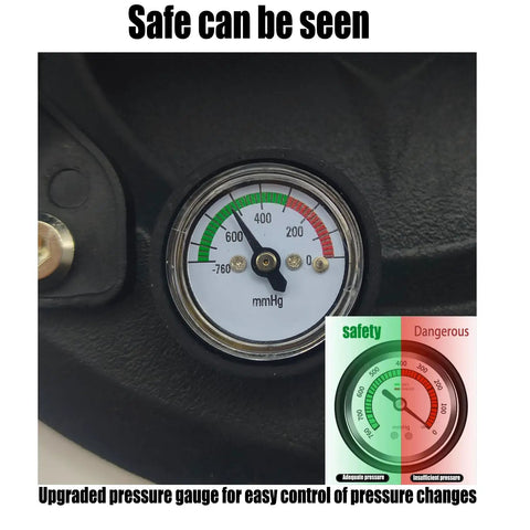 Close-up of a pressure gauge on 2 Pack 880 Lb Glass Lift Suction Cups 8 Inch Double Thickness Vacuum Cups With Real Time Pressure Gauge
