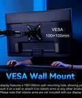 Back view of mounted 22 Inch FHD IPS Monitor With 75 Hz Refresh Rate AMD FreeSync Stunning 99 Percent sRGB And Ninety Percent DCI P3 Color Gamut HDMI Two Point Zero VGA VESA For Gaming And Office