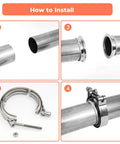 Installation steps for Two Pack 2.75 Inch V Band Clamp 304 Stainless Steel for turbo exhaust on Ford pickup truck.