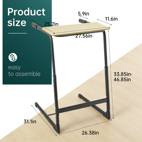 Walking Pad Desk Attachment With Adjustable Height And Handlebar Two-In-One Laptop Workstation showing dimensions