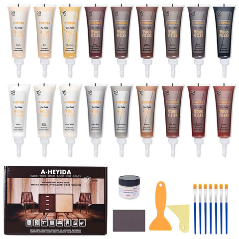 All In One DIY Ready Wood Repair Kit With 18 Color Resin Fillers For Furniture And Vinyl And Laminate Floors 31 Piece Set