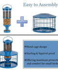 Metal Squirrel-Proof Bird Feeder With 2.8 Lb Seed Capacity, Cage Tube Seed Feeder with tray and components, easy assembly