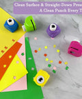 10 Piece Hole Punch Craft Set With Colorful Scrapbooking Shapes Including Stars on Colorful Papers