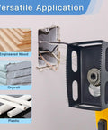 Heavy Duty Drywall Outlet Cutter For Oscillating Multi Tool shown cutting drywall, highlighting versatility with engineered wood and plastic.