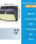 Outdoor Solar Lights 138 LED 8 Pack Motion Sensor Security Light With 3 Lighting Modes Waterproof Wall Lights dimensions