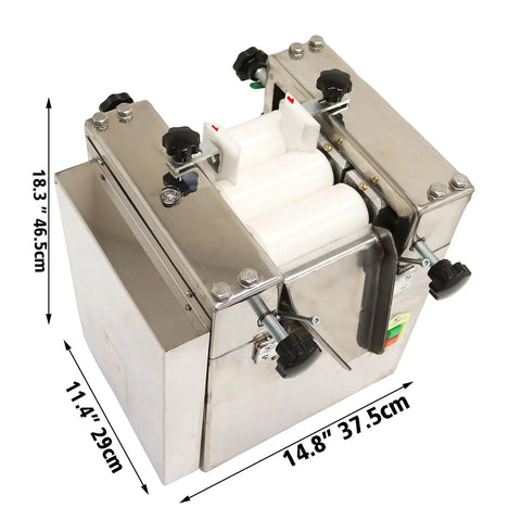 WYDDDARY Lab Three Roll Grinder With 304 Stainless Steel Housing showing roller mill design with manual controls.