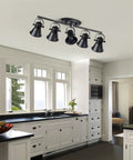 Installed Five Light Track Lighting Kit With Adjustable Heads In Industrial Black in modern kitchen