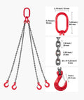 Front view: VEVOR four-leg chain sling with red master link and four red hooks; 1/4 in x 5 ft, 6600 lb capacity.