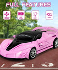 Rad Remote Control Car For Girls 1 To 18 Scale Pink Sports Racing Toy With LED Headlights on a track showcasing features