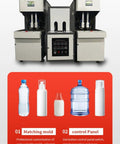 High Speed Plastic Bottle Blowing Machine Industrial Blow Molder with control panel and matching molds for quick setups.