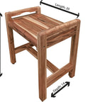 20 Inch Teak Shower Bench Chair Waterproof Teak Wood Stool With Curved Edge Seat, Non Slip Feet, Easy Access, Bathroom Use