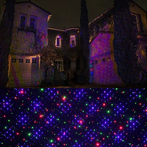 Outdoor Christmas Laser Projector Lights With Remote Control RGB Firefly Motion Effects on house and garden at night