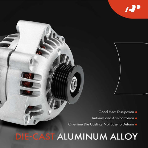 Beefed Up 105 Amp 12V Alternator For 4.3L GM V6 SUVs And Trucks 1998 To 2000 Blazer S10 Jimmy Sonoma Astro Isuzu Hombre Bravada Safari Oldsmobile Fits 1998 2000 Chevy GMC Family Vehicles Clockwise 6 Groove Pulley with die-cast aluminum design.