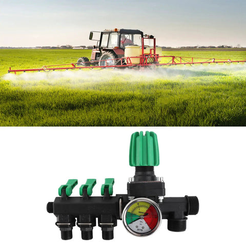 Three Way Sprayer Control Valve For Farm Use, Heavy Duty Brass Water Splitter With Half Inch NPT Inlet Outlet And Ergonomic Lever