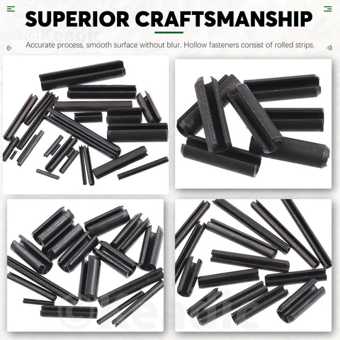 405 Piece Roll Pin Set With 27 Sizes Slotted Spring Pins For Dowel Tension And Expansion Black Steel Pins