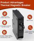 Tandem 1 Pole 20 Amp Circuit Breaker Plug-In 120/240V AC With 10kA Interrupting Rating, side view with product advantages.