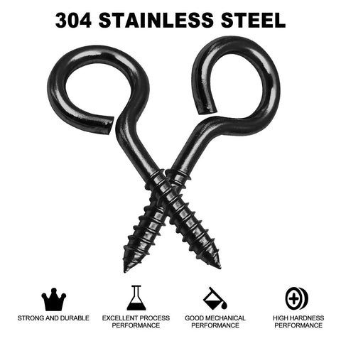 Heavy Duty Screw In Eye Hooks Black Stainless Steel 5 Inch 500 Lbs Load Rating Solid Loop Bolts For Indoor Outdoor Wall Mounting Built Tough As Nails And Designed To Handle Heavy Daily Grind