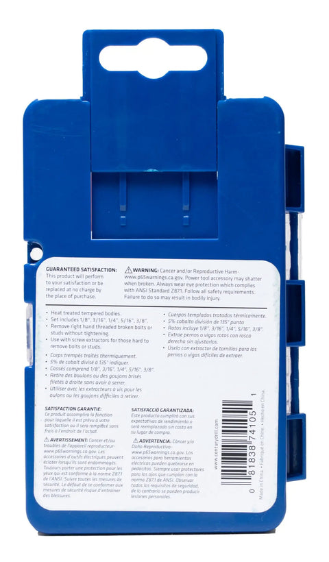 Packaging of Left Hand Drill Bit For Metal Working With Cobalt M35 Steel Split Point Tips, showing instructions and details.